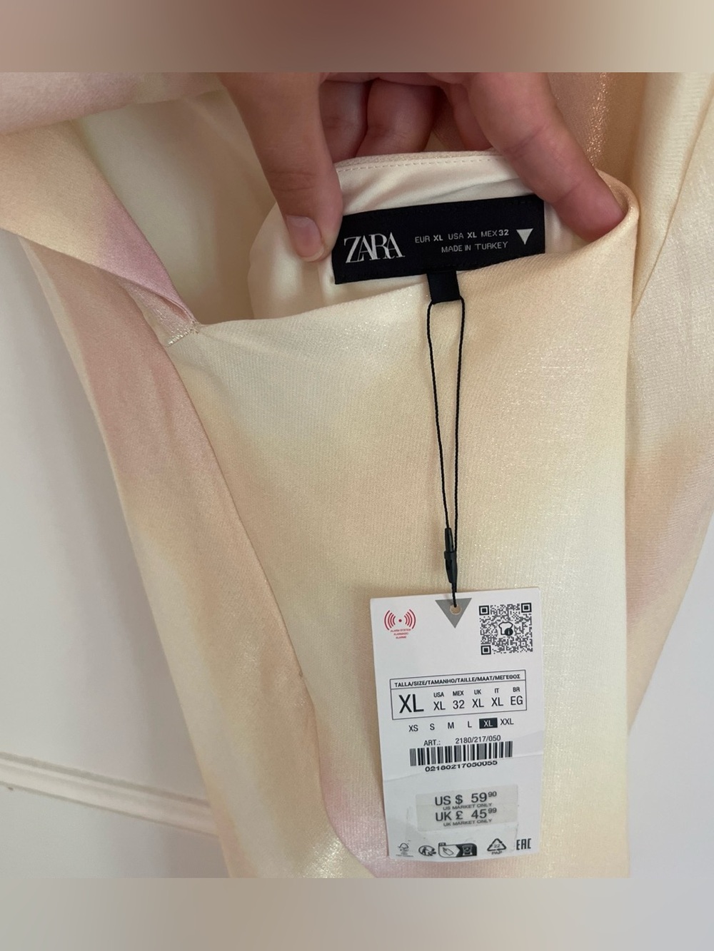 Zara NWT yellow and pink cowl neck open back dress, size XL - Picture 7 of 7